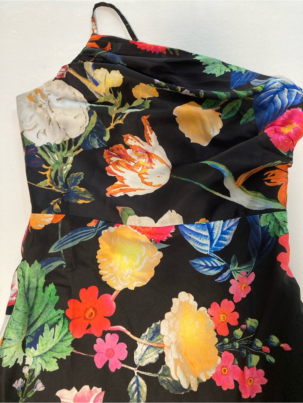 Guess Women's Floral Ruched One-Shoulder Cindy Dress Floral Garden Glow Size 8 - Picture 2 of 15